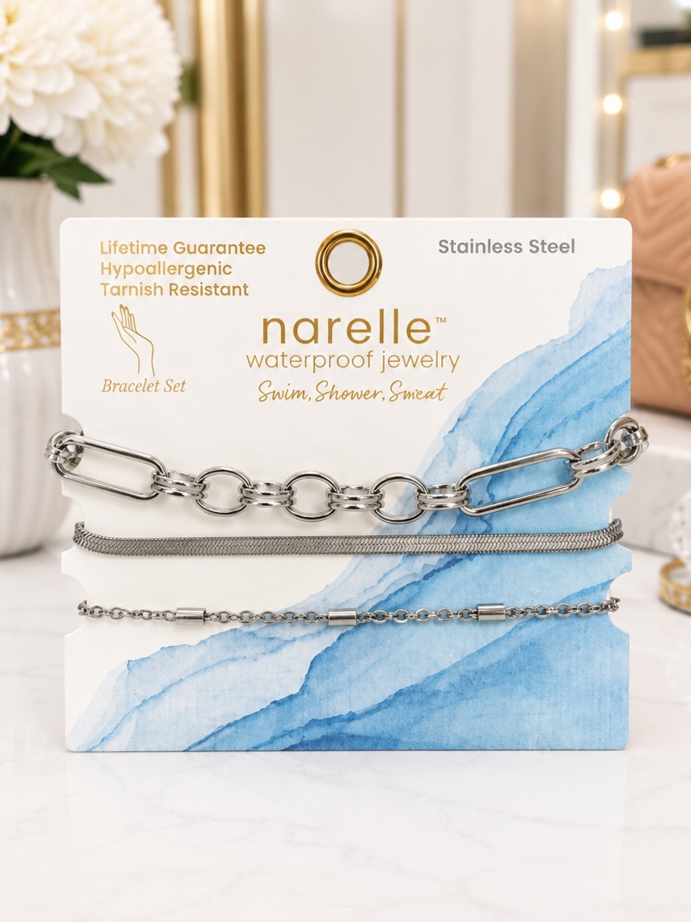 Narelle Stainless Steel Waterproof Bracelet Set-New